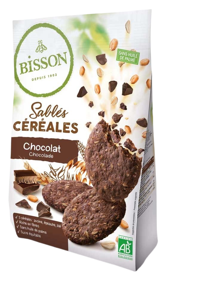 Bisson Zandkoekjes chocolade & granen bio 200.00 Gram