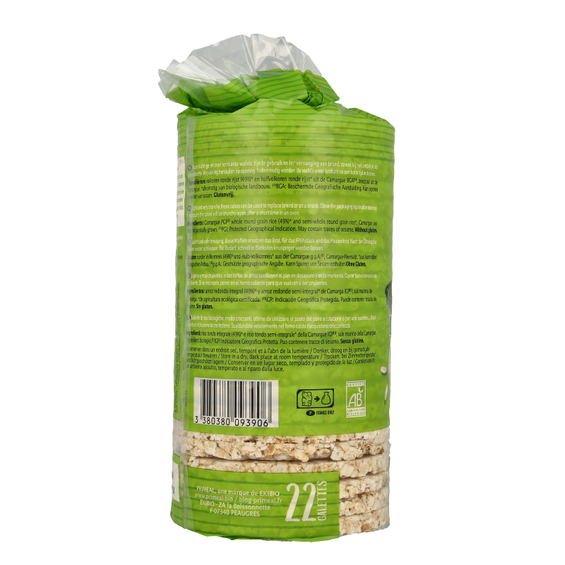Primeal Rijstwafels extra dun Camargue bio 130 Gram