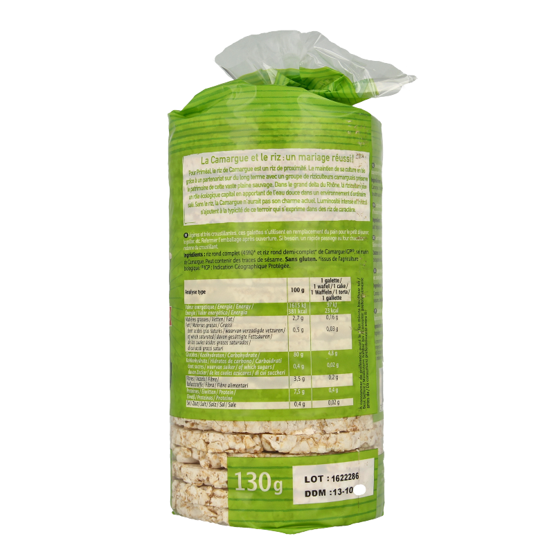 Primeal Rijstwafels extra dun Camargue bio 130 Gram
