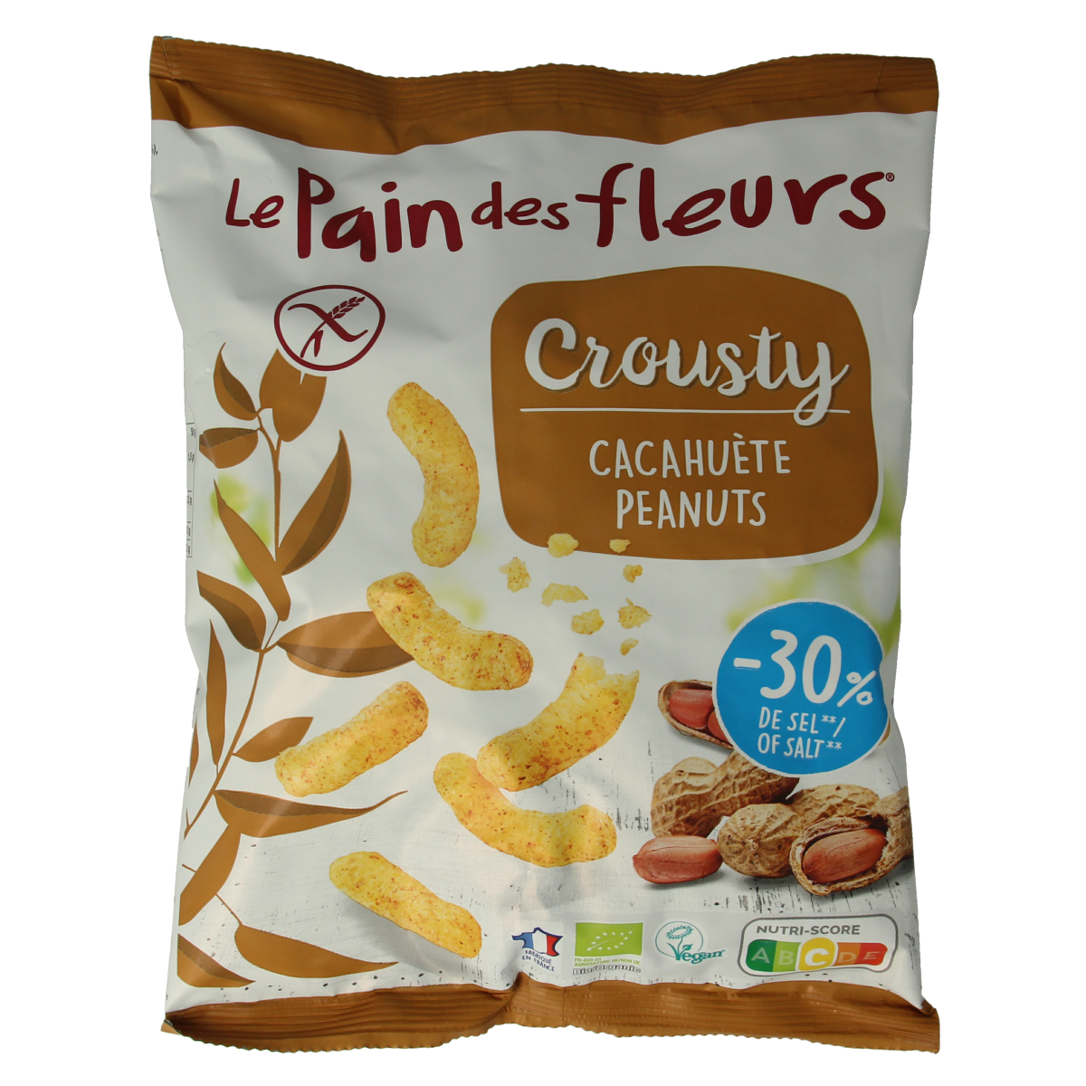 Pain Des Fleurs Chips gepoft pinda -30% zout glutenvrij vegan bio 75.00 Gram