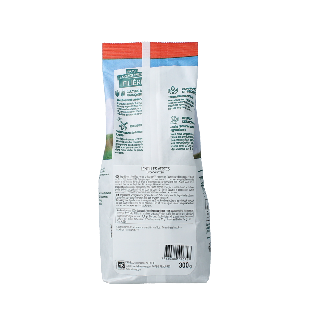 Primeal Groene linzen uit Frankrijk bio 300.00 Gram
