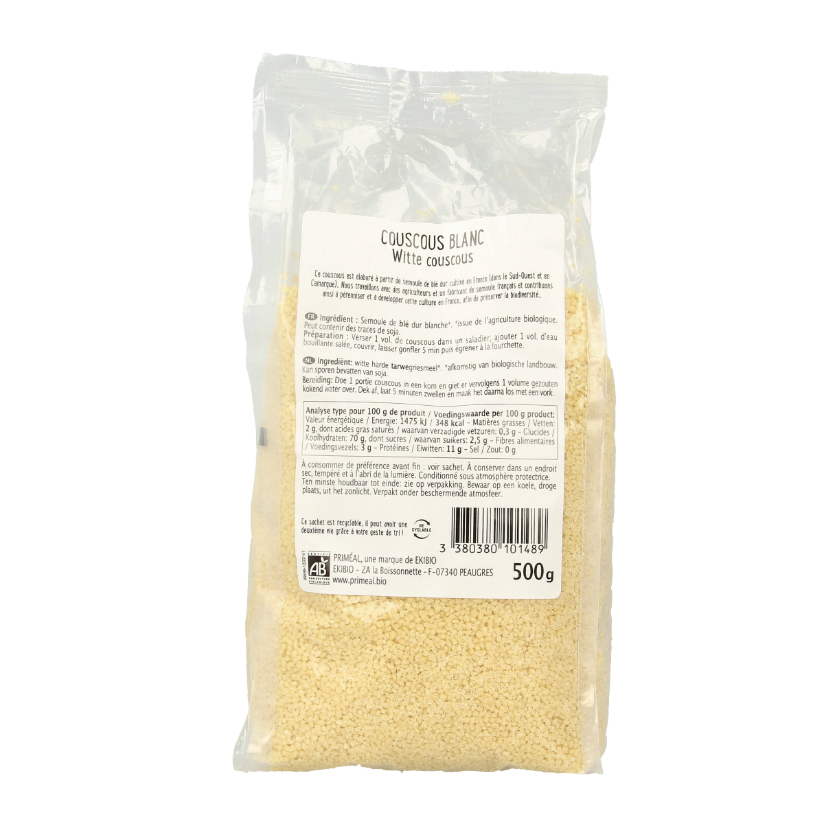 Primeal Couscous wit Frankrijk bio 500.00 Gram