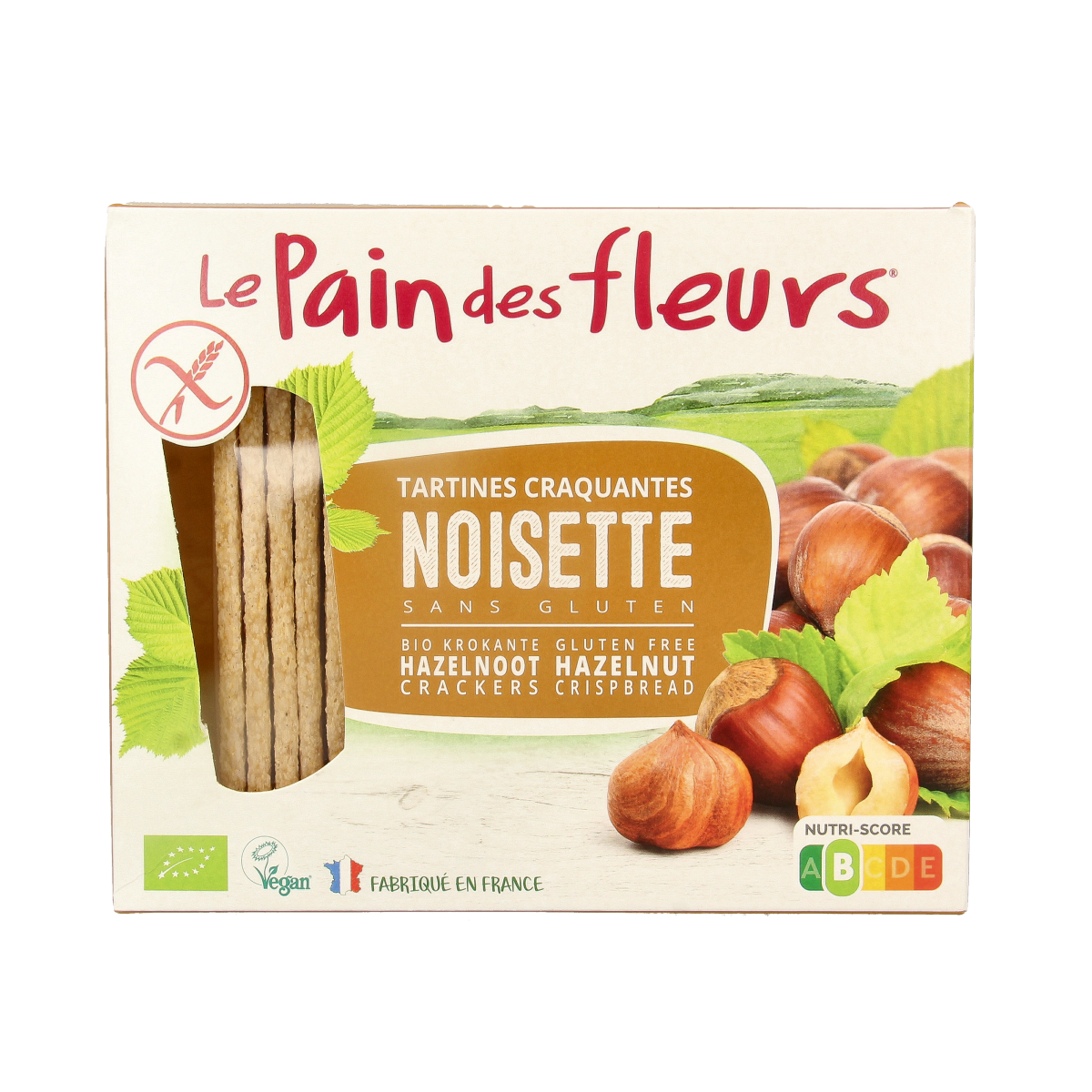 Pain Des Fleurs Krokante crackers hazelnoot glutenvrij bio 150.00 Gram