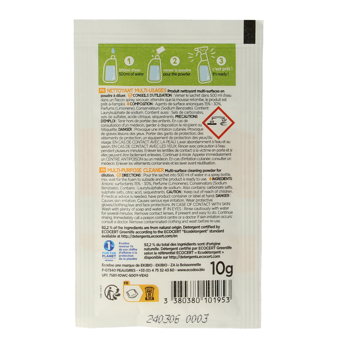 Ecodoo Allesreiniger poeder oplosbaar eco 10.00 Gram