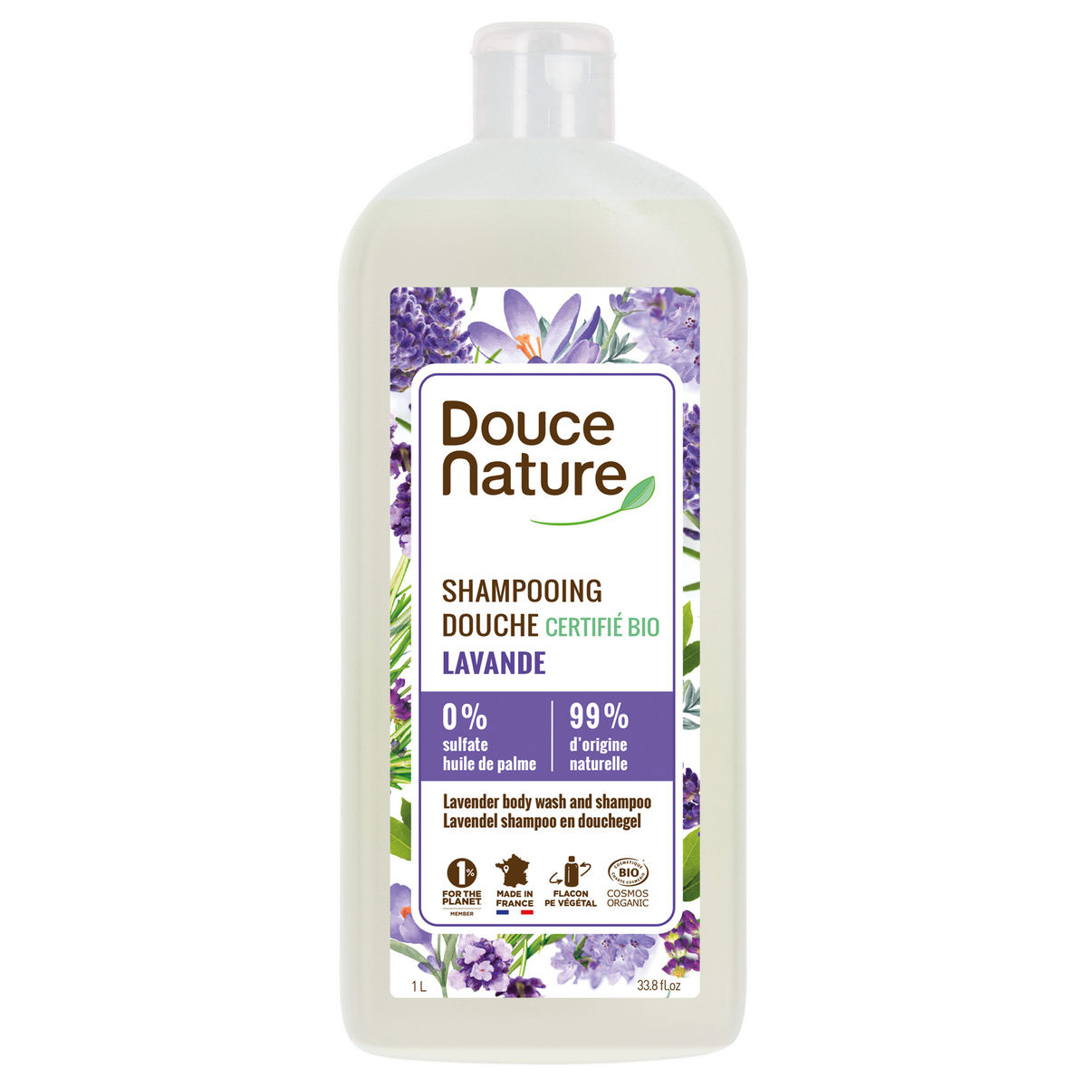 Douce Nature Douchegel & shampoo lavendel bio 1.00 Liter