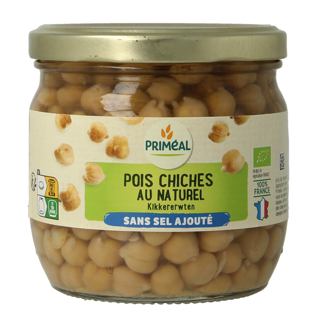 Primeal Kikkererwten zonder toegevoegd zout bio 330.00 Gram