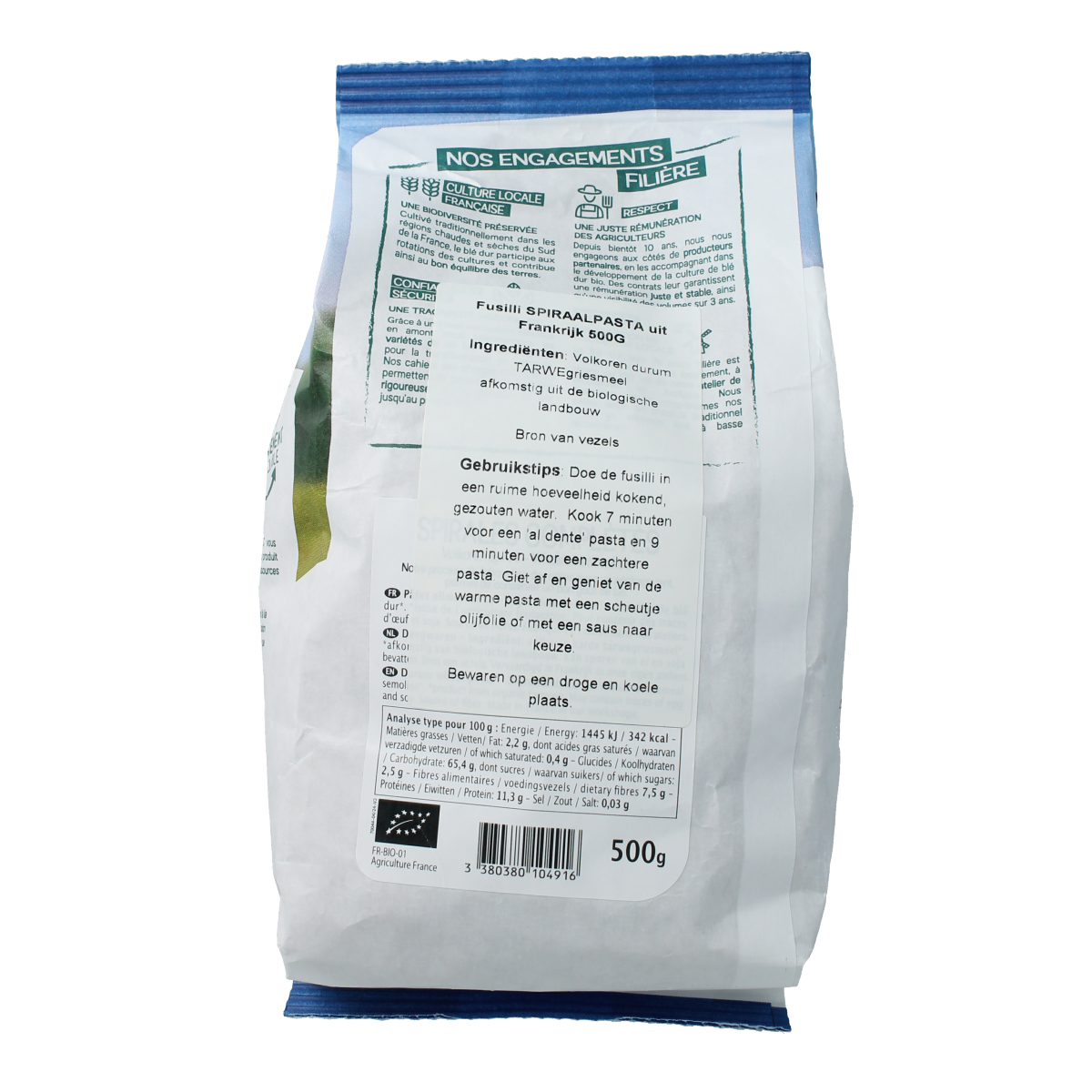 Primeal Fusilli volkoren bio 500.00 Gram