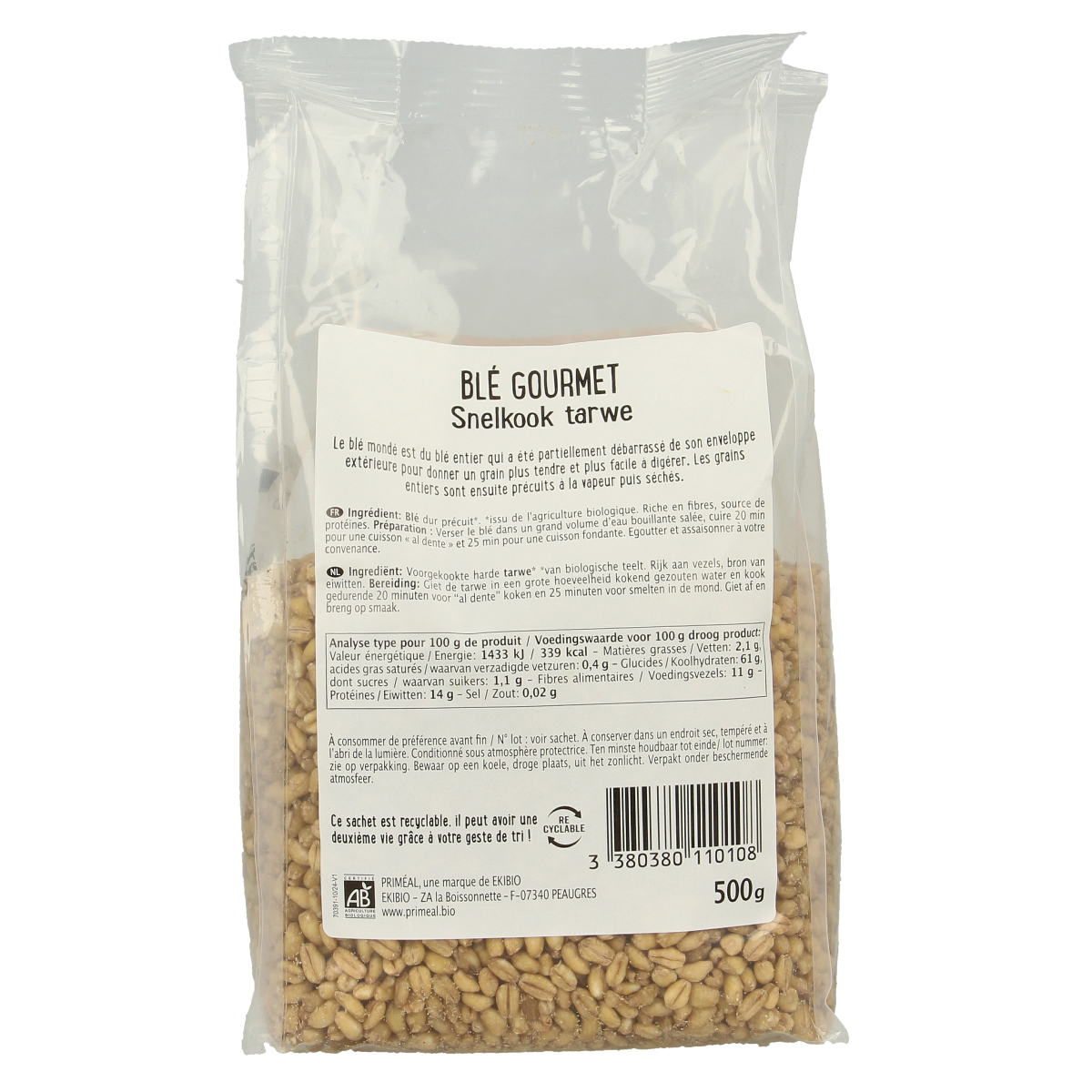 Primeal Tarwe snelkokend gastronomisch bio 500.00 Gram