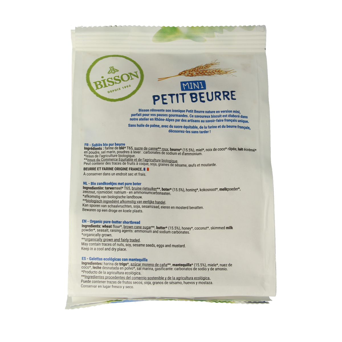 Bisson Mini petit beurre biscuitjes bio 125.00 Gram