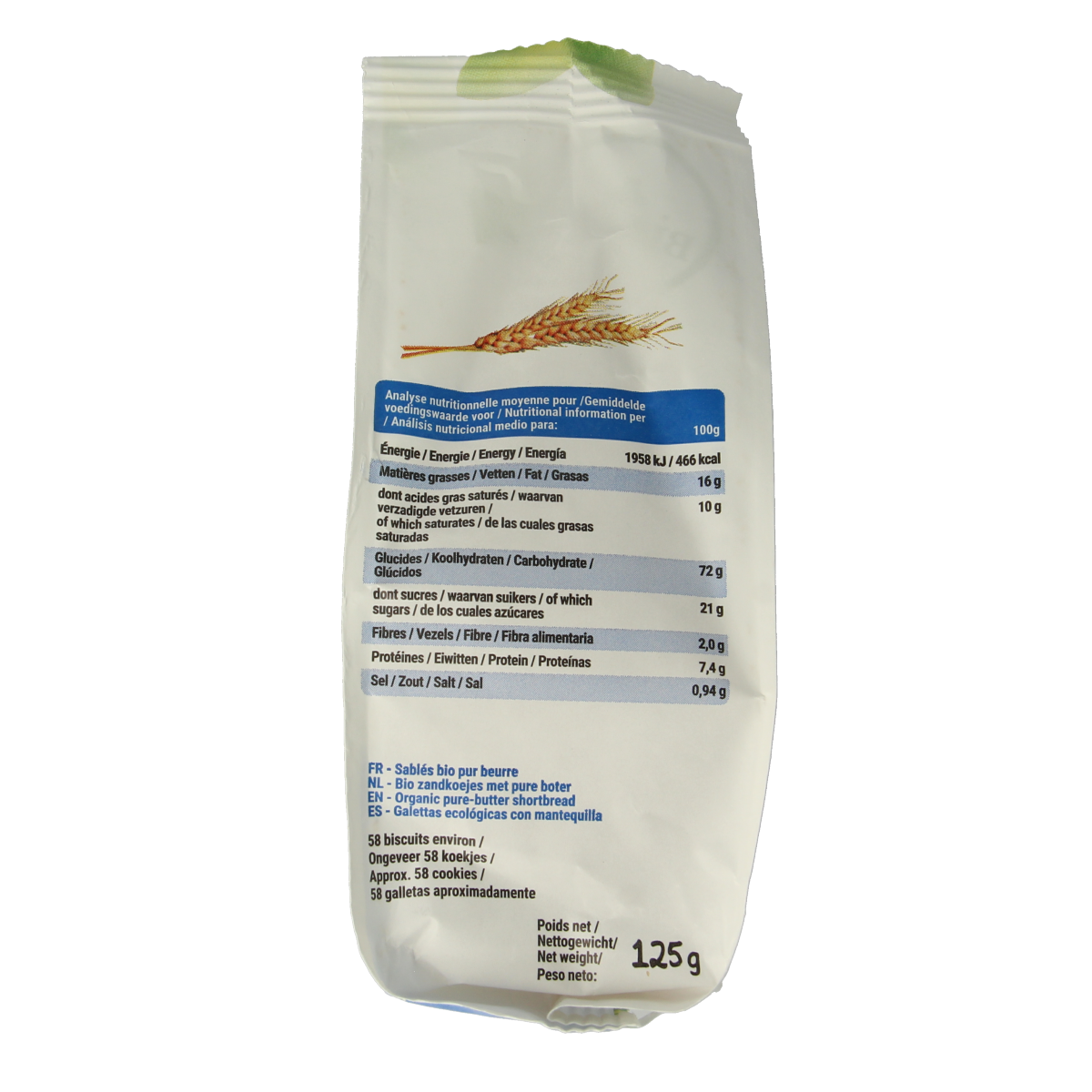 Bisson Mini petit beurre biscuitjes bio 125.00 Gram