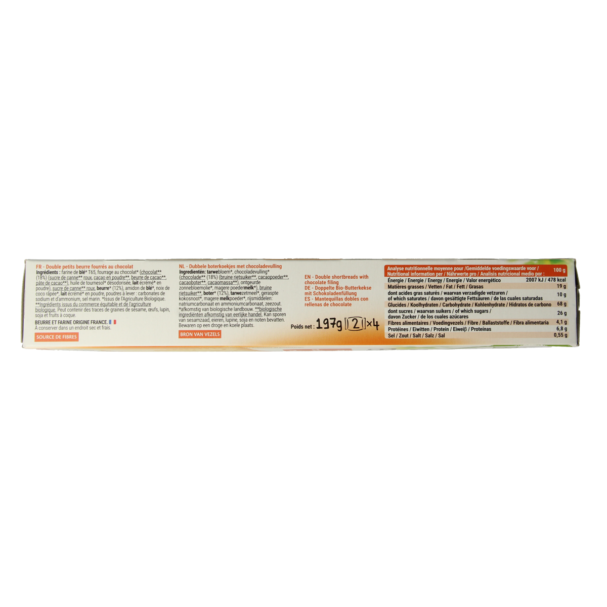 Bisson Petit beurre biscuit met chocolade bio 197.00 Gram