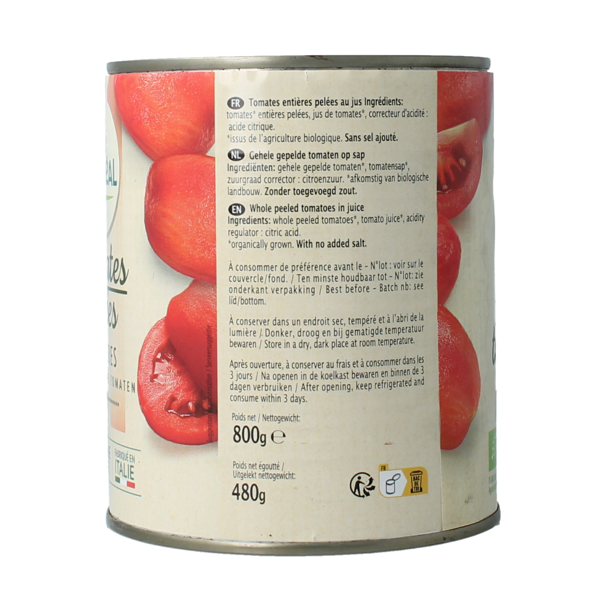 Primeal Tomaten gepeld bio 800.00 Gram