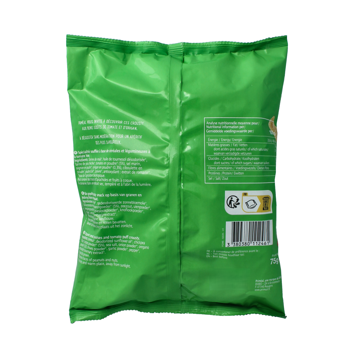 Primeal Chips tomaat & oregano bio 75.00 Gram