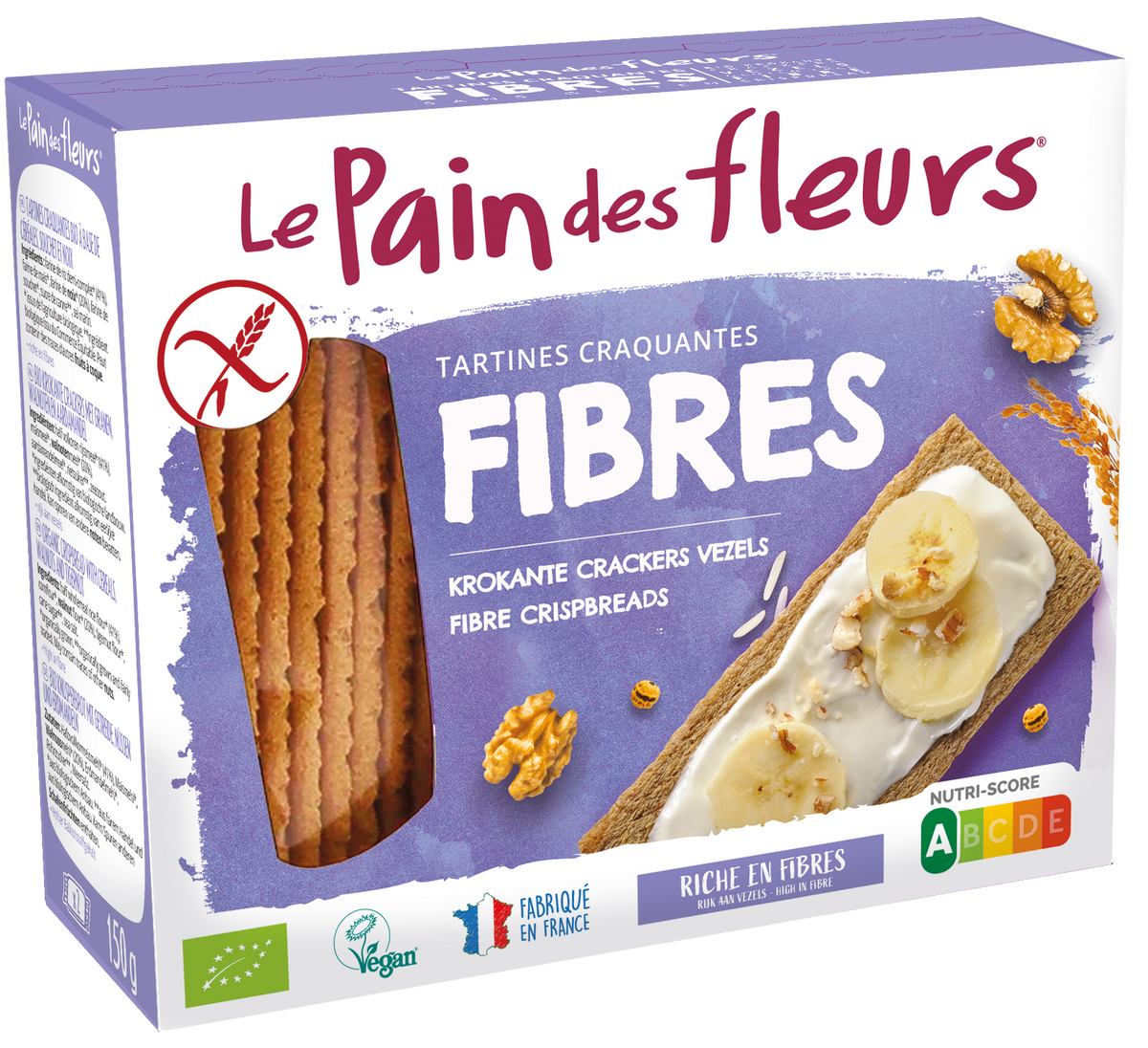 Pain Des Fleurs Krokante crackers vezels glutenvrij bio 150.00 Gram