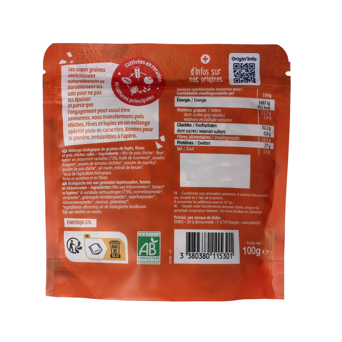 Primeal Kikkererwten, bonen, lupines mix barbecue bio 100.00 Gram