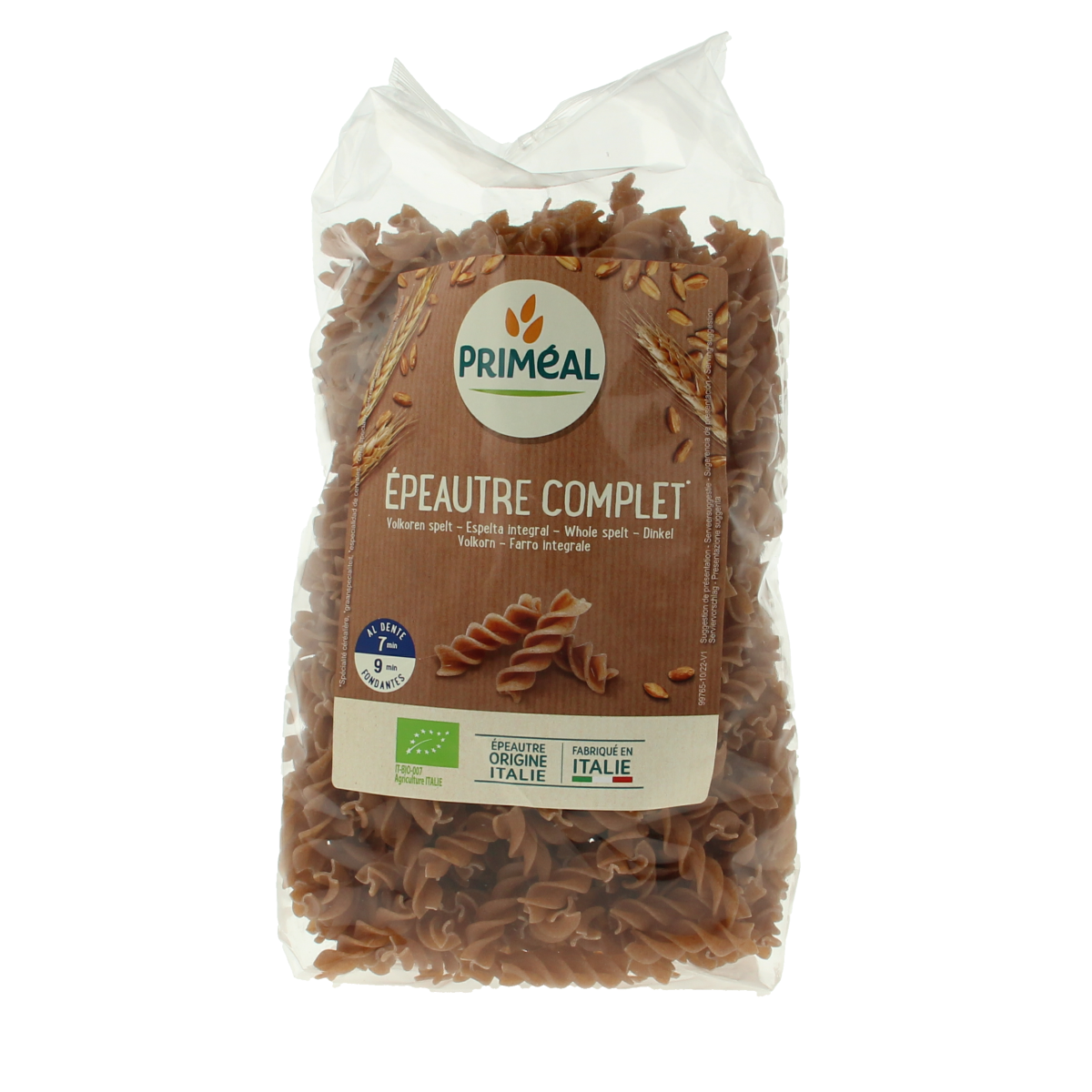 Primeal Spelt fusilli spiralen volkoren bio 500.00 Gram