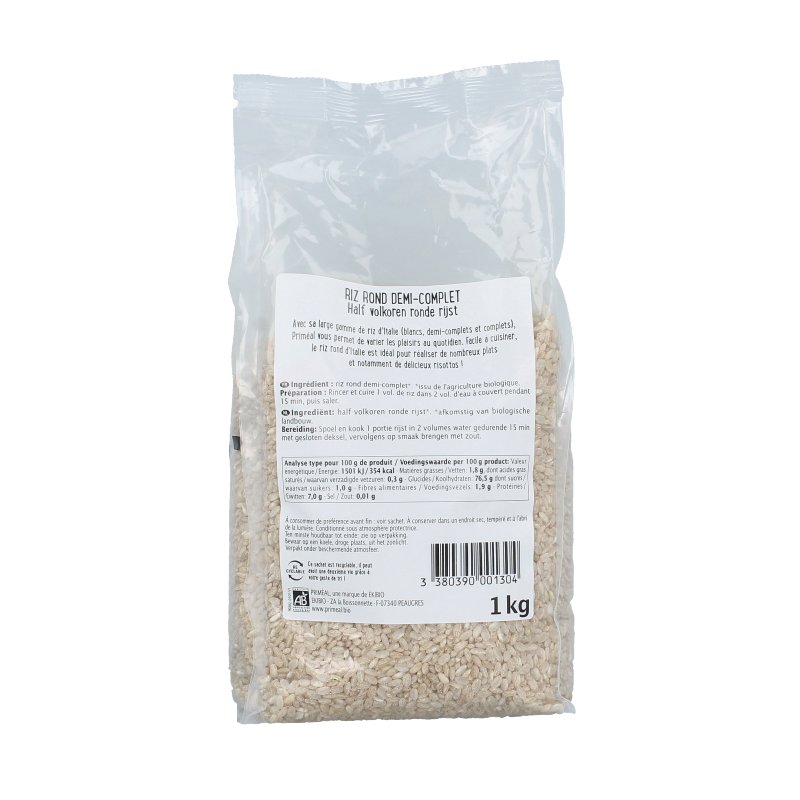 Primeal Halfvolkoren ronde rijst bio 1 Kilogram