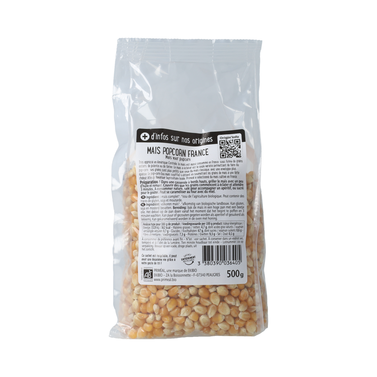 Primeal Popcorn mais bio 500.00 Gram