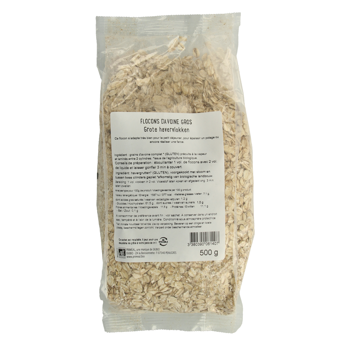 Primeal Grote havervlokken bio 500.00 Gram
