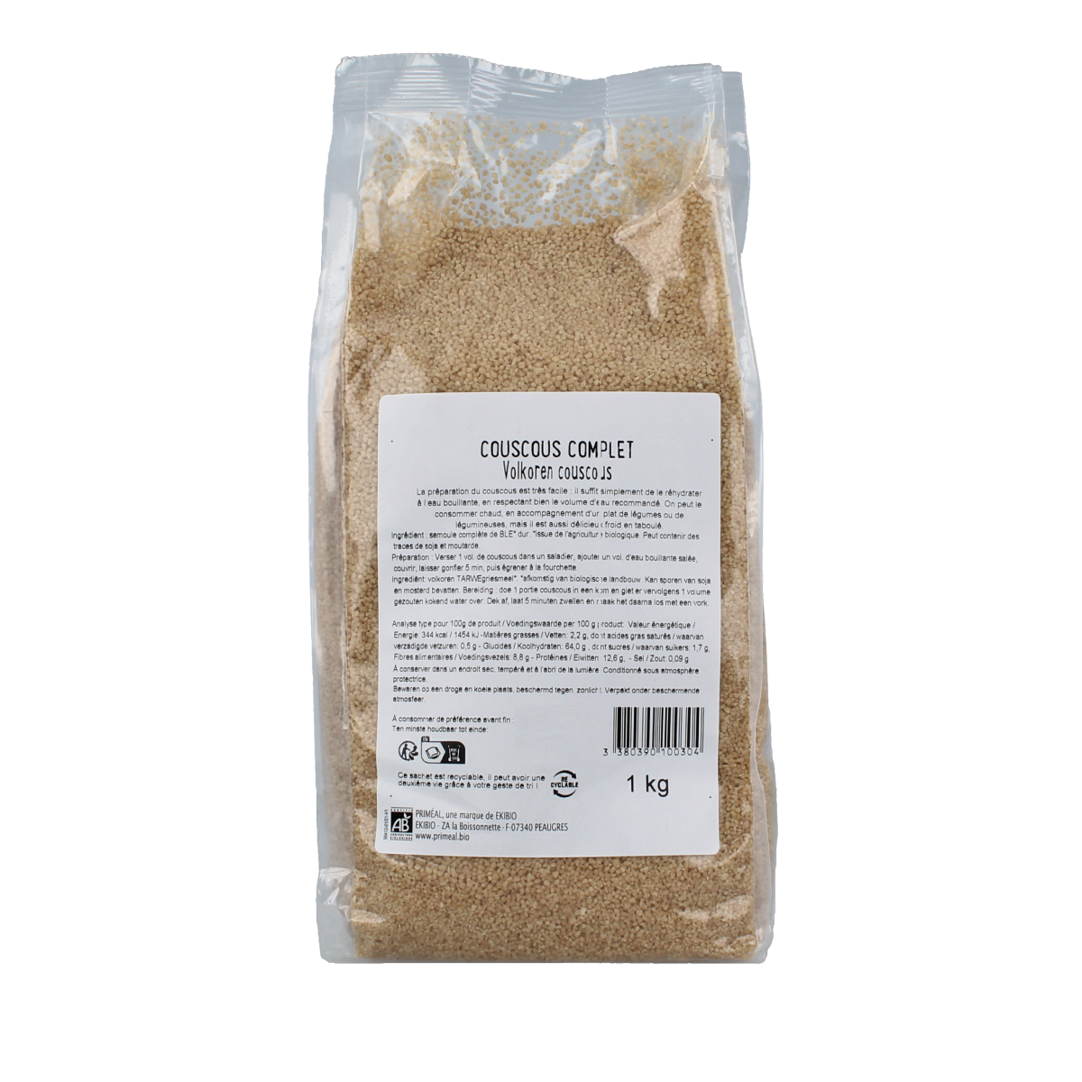 Primeal Couscous volkoren bio 1.00 Kilogram