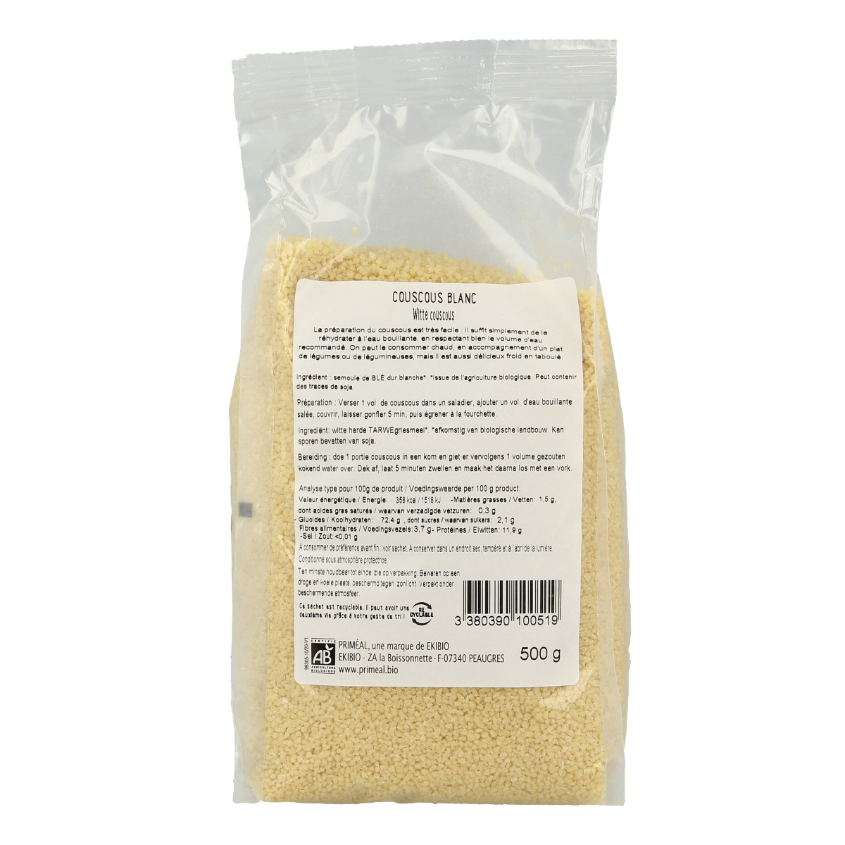 Primeal Couscous wit bio 500.00 Gram