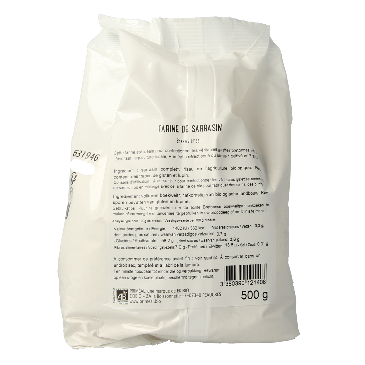 Primeal Volkoren boekweitmeel bio 500.00 Gram