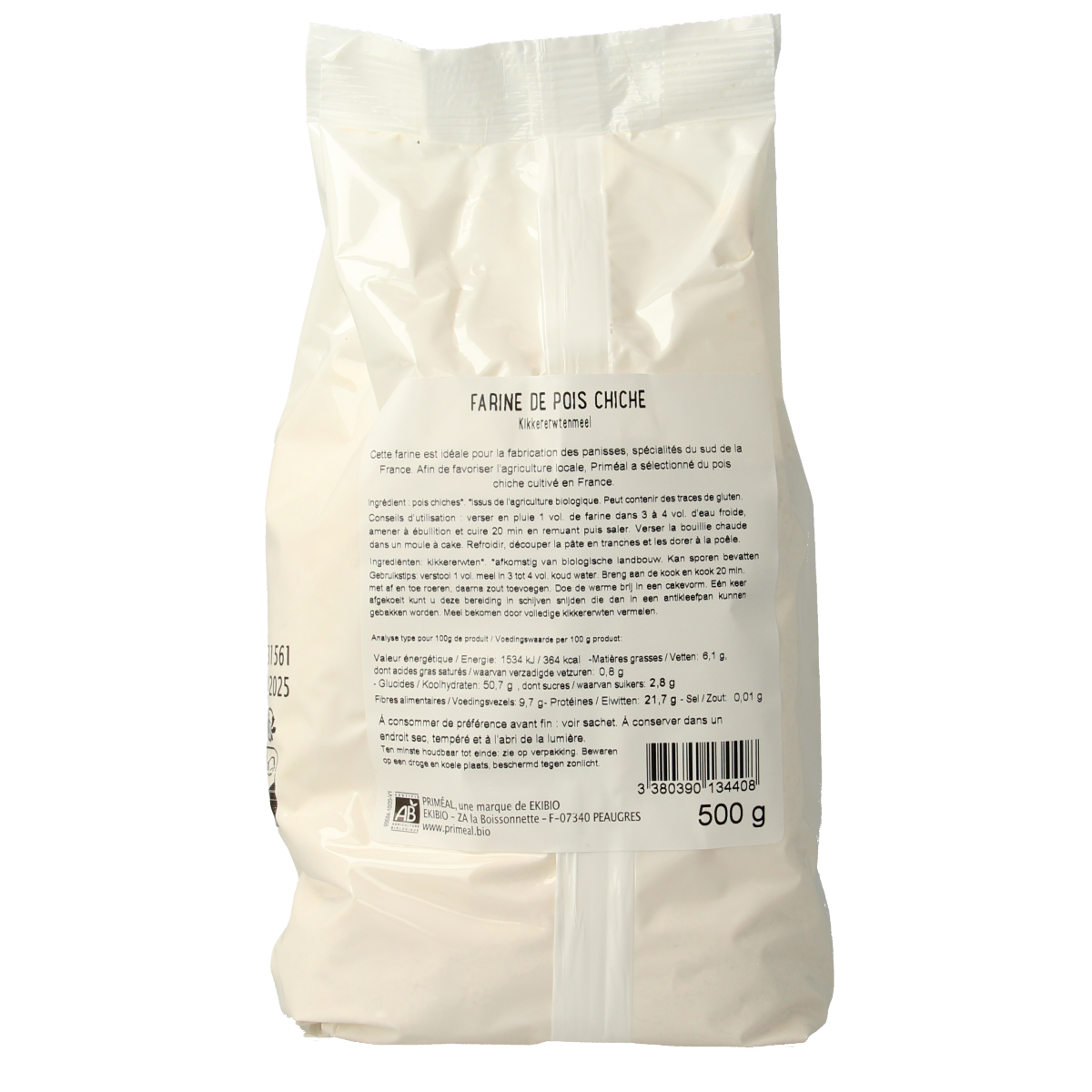 Primeal Kikkererwtenmeel bio 500.00 Gram