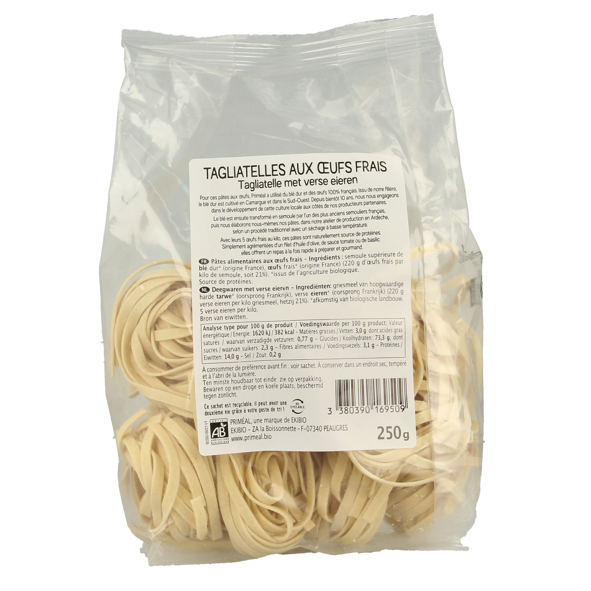 Primeal Tagliatelle met verse eieren bio 250.00 Gram