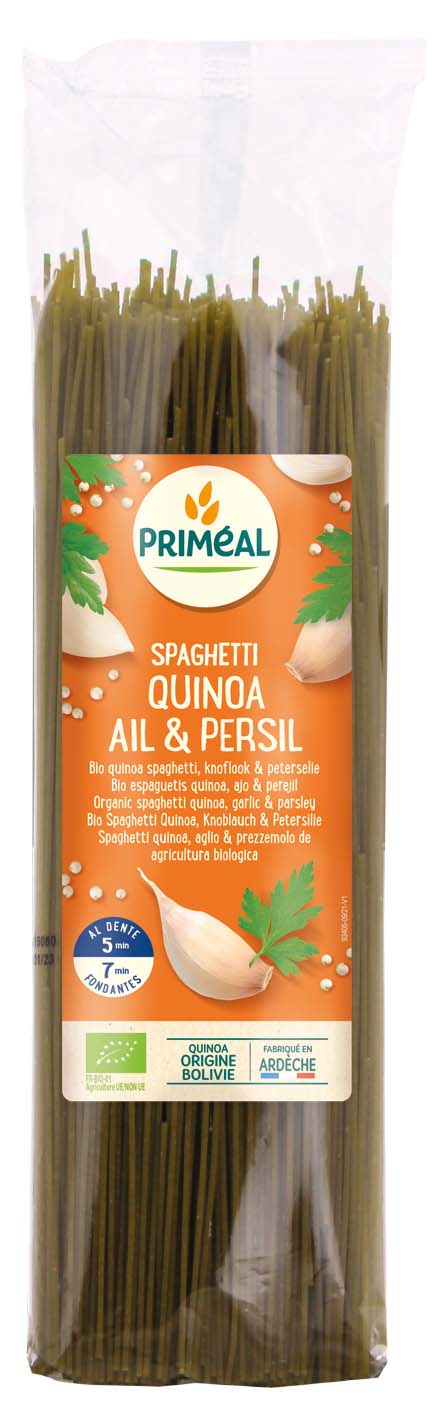 Primeal Spaghetti tarwe quinoa knoflook peterselie bio 500.00 Gram