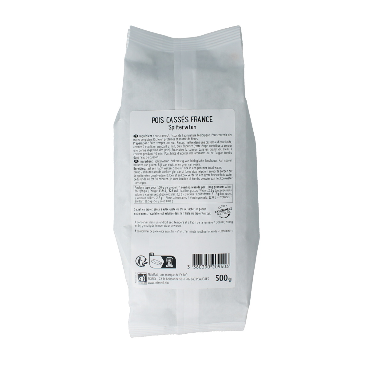 Primeal Spliterwten bio 500.00 Gram
