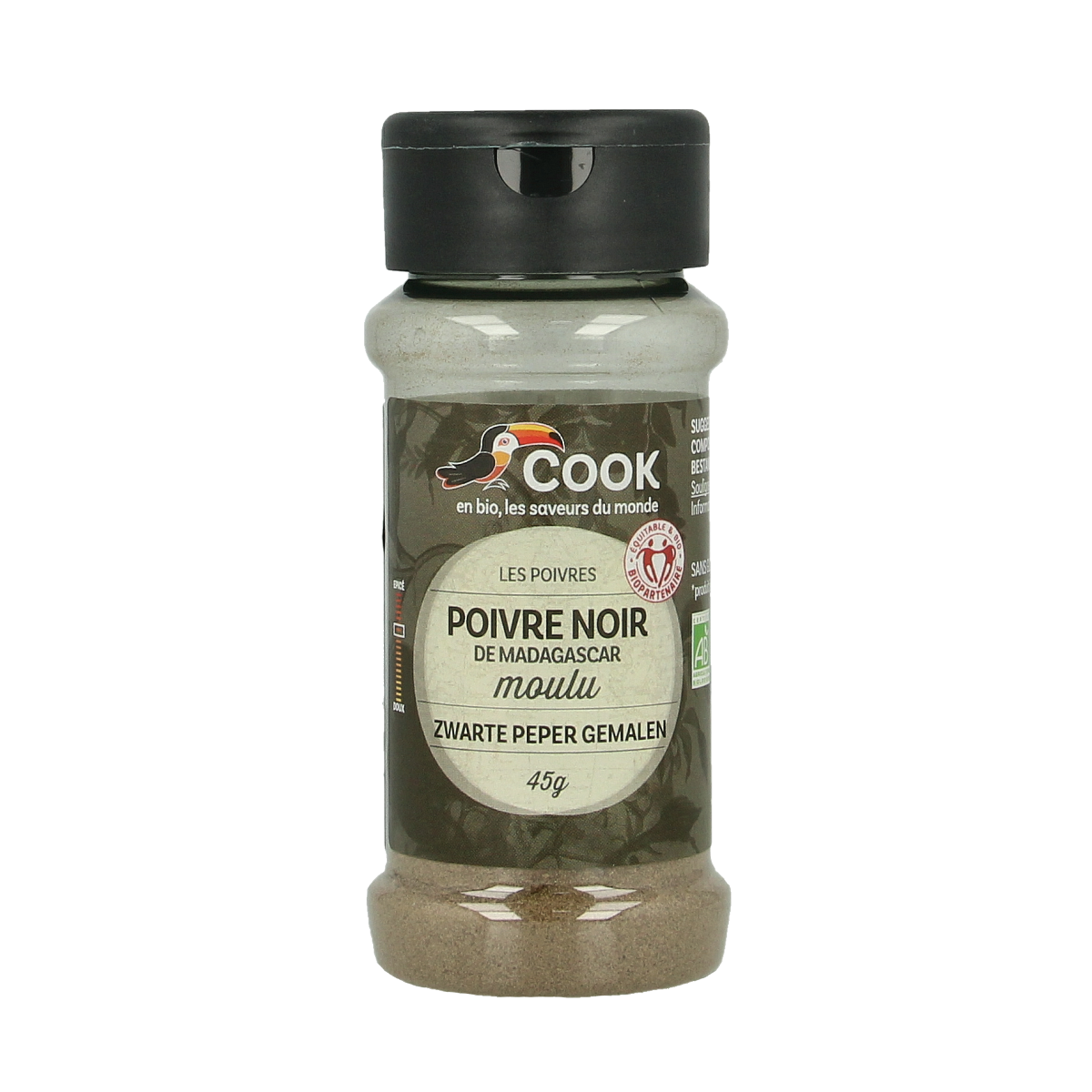 Cook Zwarte peper gemalen bio 45.00 Gram