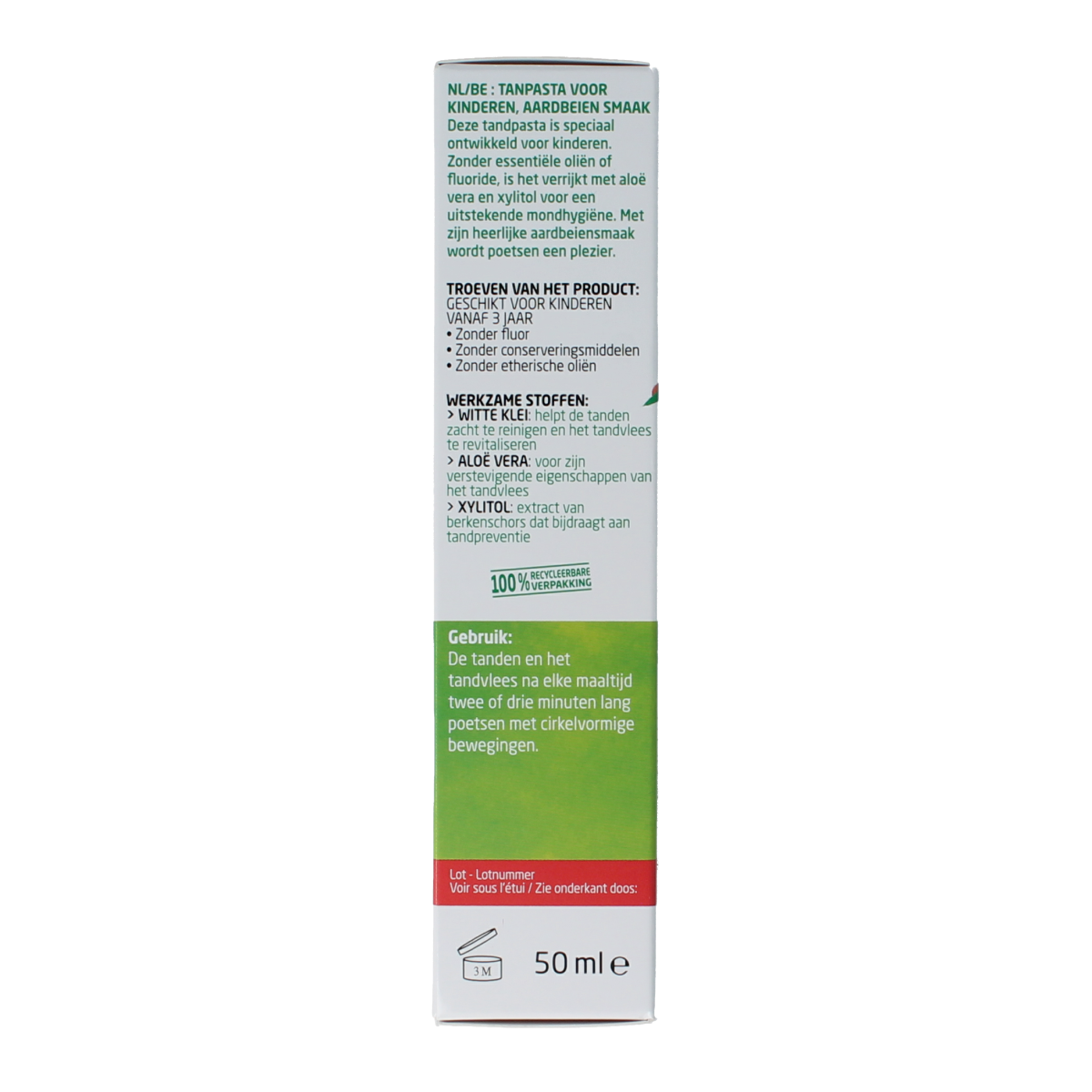 Phytonorm Dragondent tandpasta kind aardbei 50.00 Milliliter