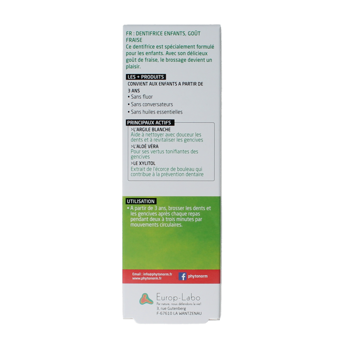 Phytonorm Dragondent tandpasta kind aardbei 50.00 Milliliter