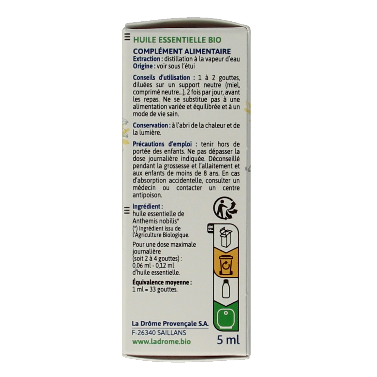 Ladrome Roomse kamille bio 5.00 Milliliter