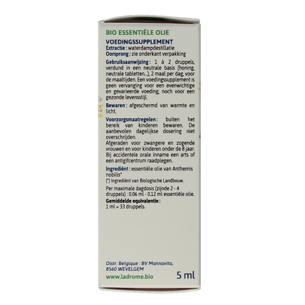 Ladrome Roomse kamille bio 5.00 Milliliter