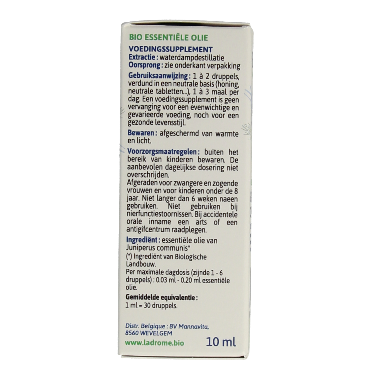 Ladrome Jeneverbes olie bio 10.00 Milliliter