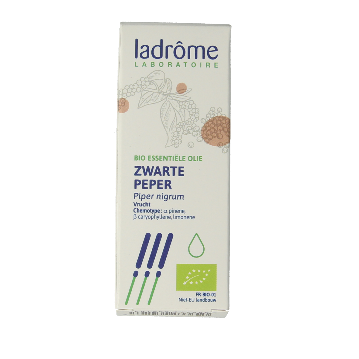 Ladrome Zwarte peper olie bio 10.00 Milliliter