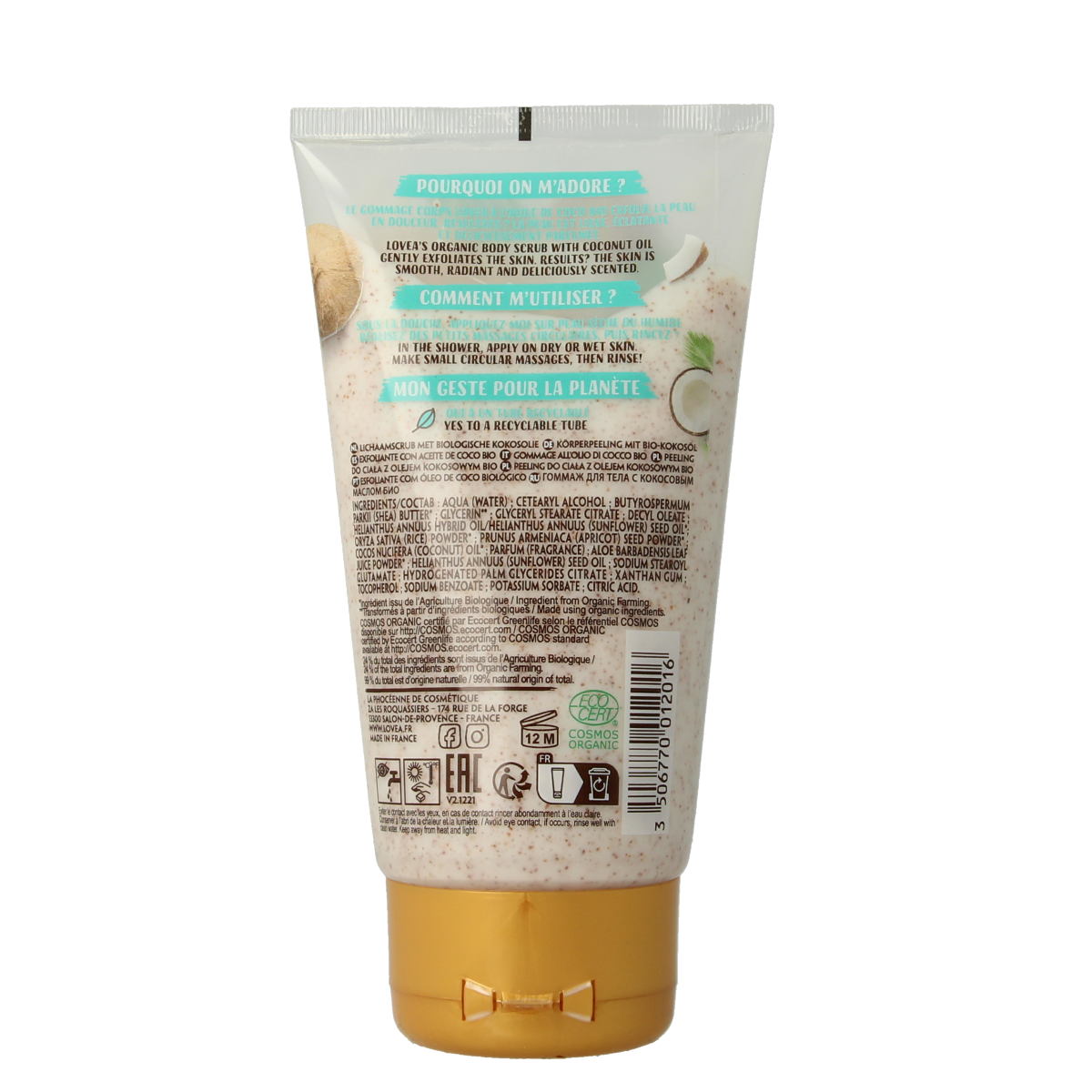 Lovea Bodyscrub coconut oil dry skin organic 150.00 Milliliter