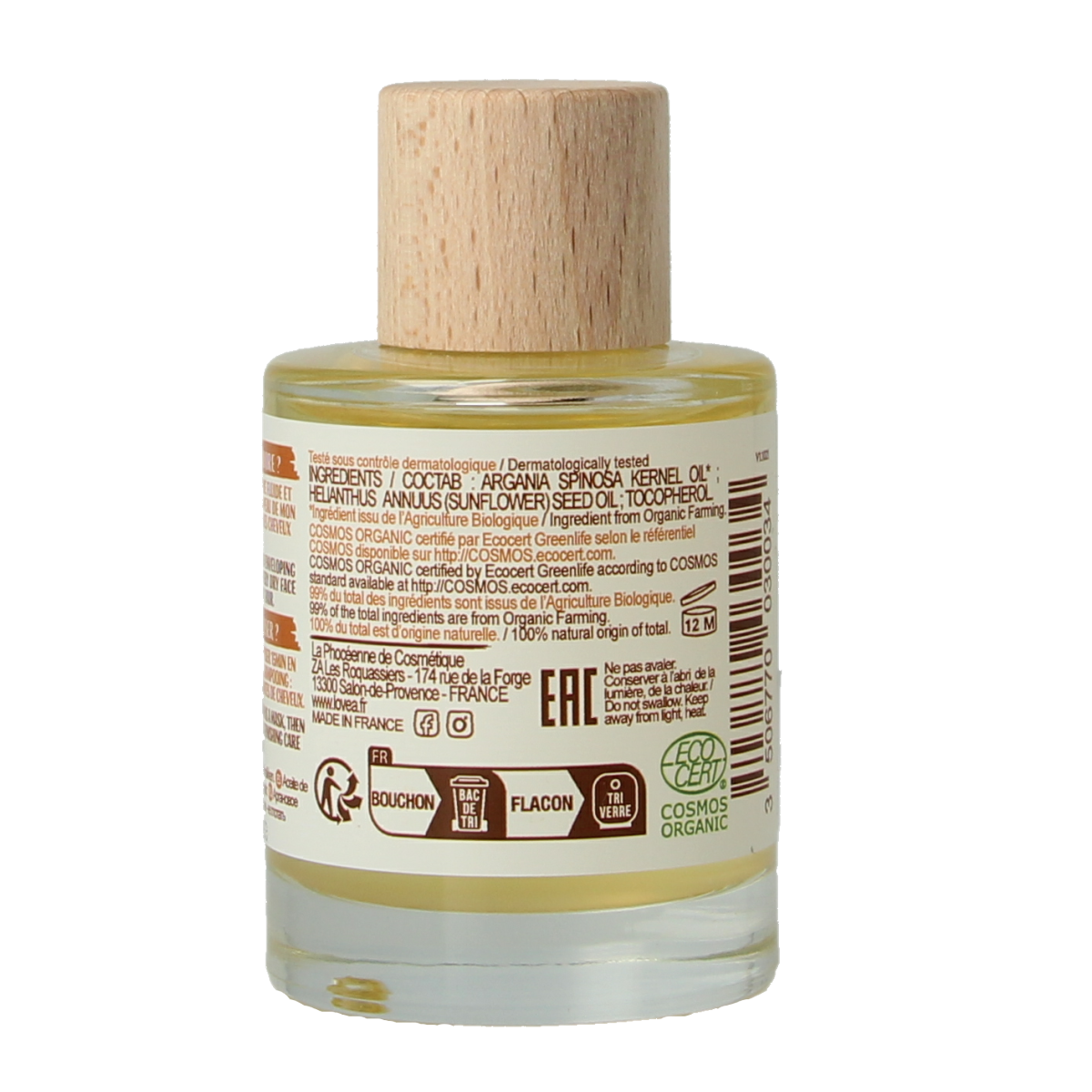Lovea Argan oil organic regeneration 50.00 Milliliter