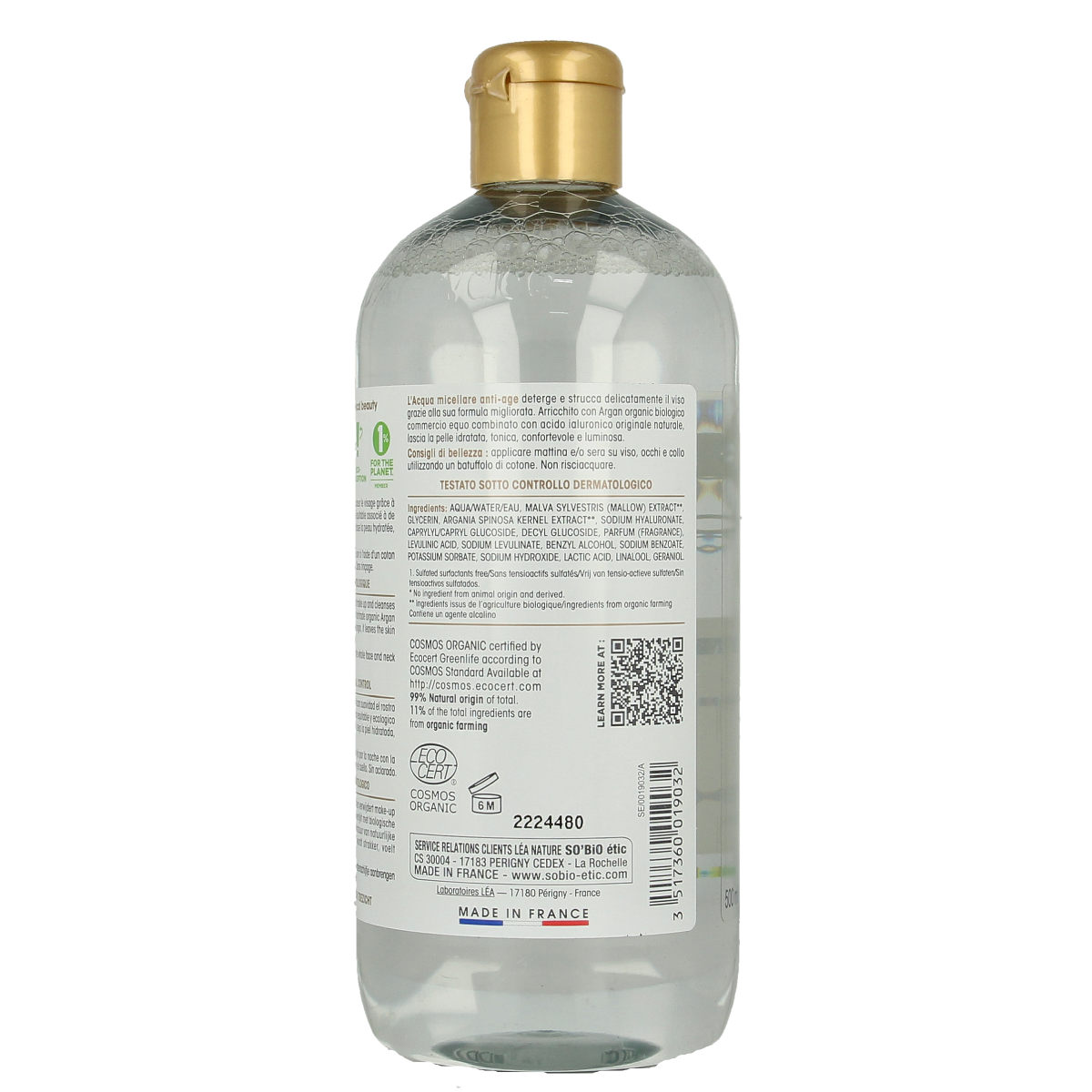 So Bio Etic Argan anti-aging micellar water 500.00 Milliliter