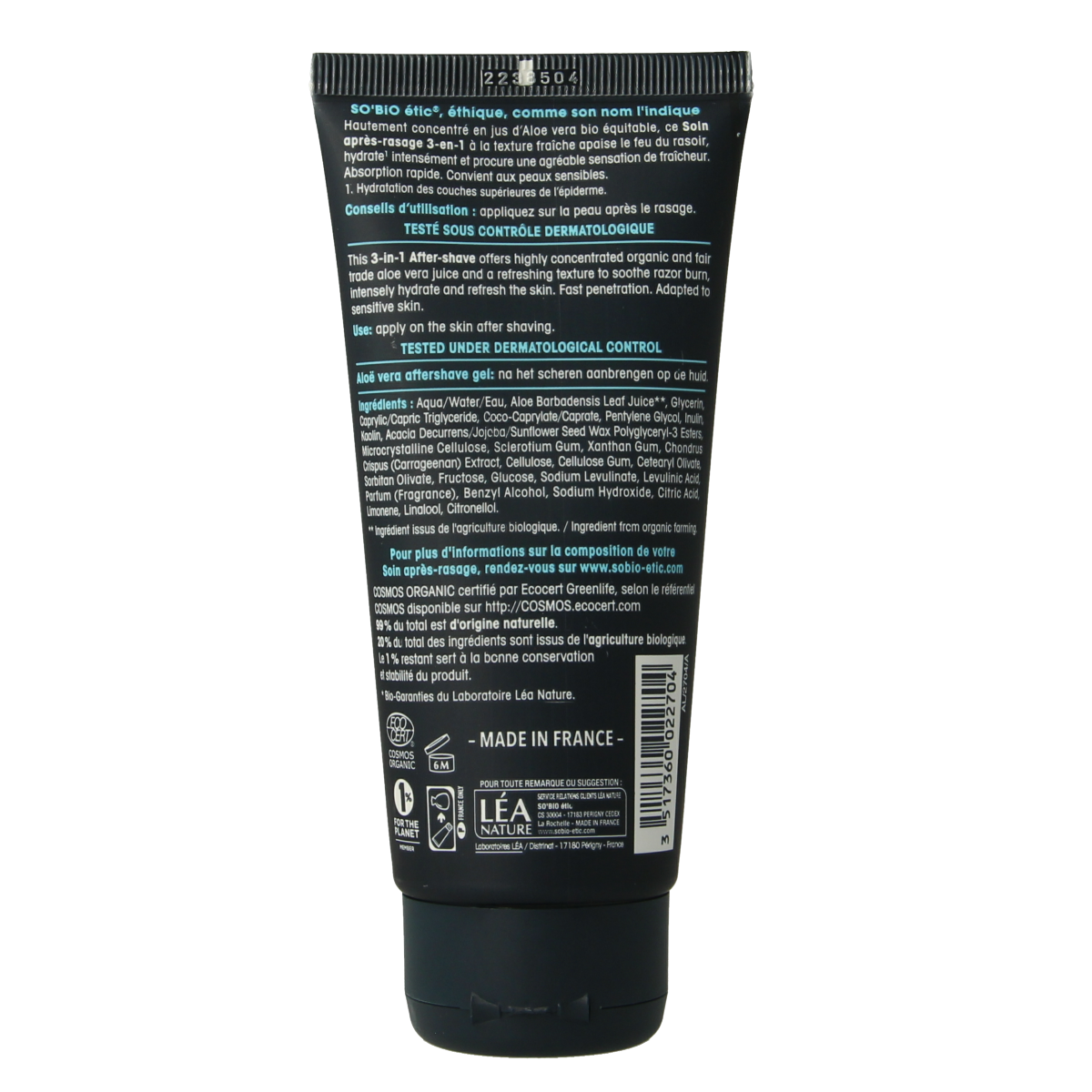 So Bio Etic For men aftershave gel aloe vera 100.00 Milliliter
