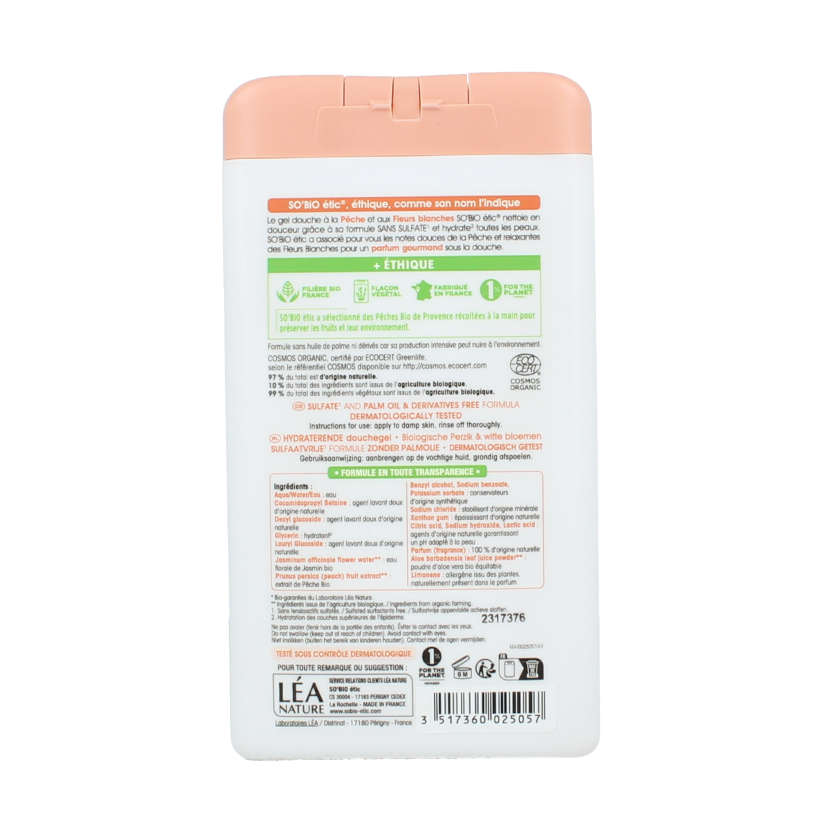 So Bio Etic Showergel peach & white flowers bio 450.00 Milliliter