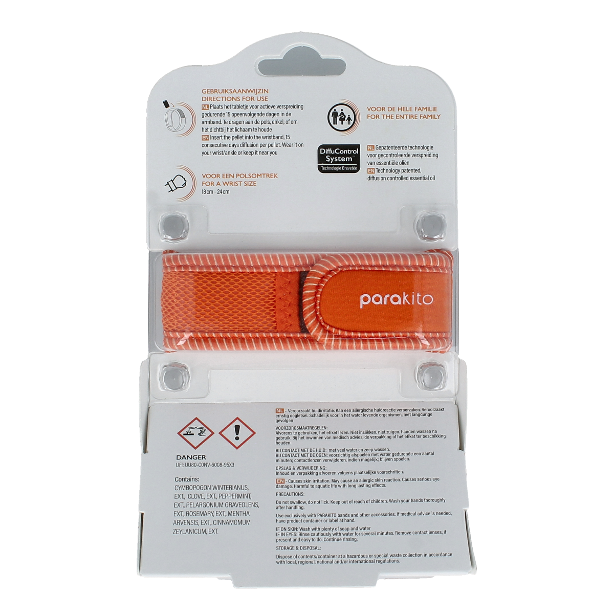 Parakito Anti mug armband volwassenen oranje 1.00 Stuks