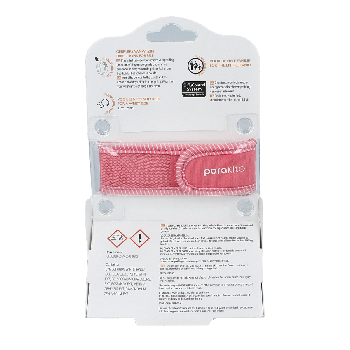 Parakito Anti mug armband volwassenen fuchsia 1.00 Stuks