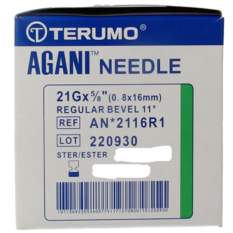 Terumo Injectienaald 21G groen 0.8 x 16 100 Stuks