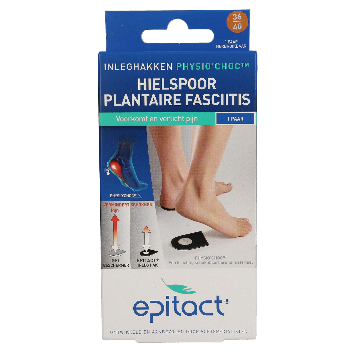 Epitact Hielspoor inleghakken met physio choc maat 36/40 2.00 Stuks