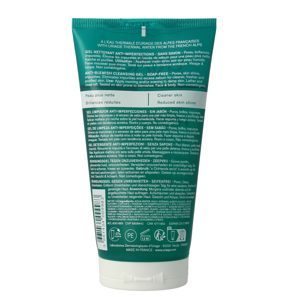 Uriage Hyseac reinigingsgel 150.00 Milliliter