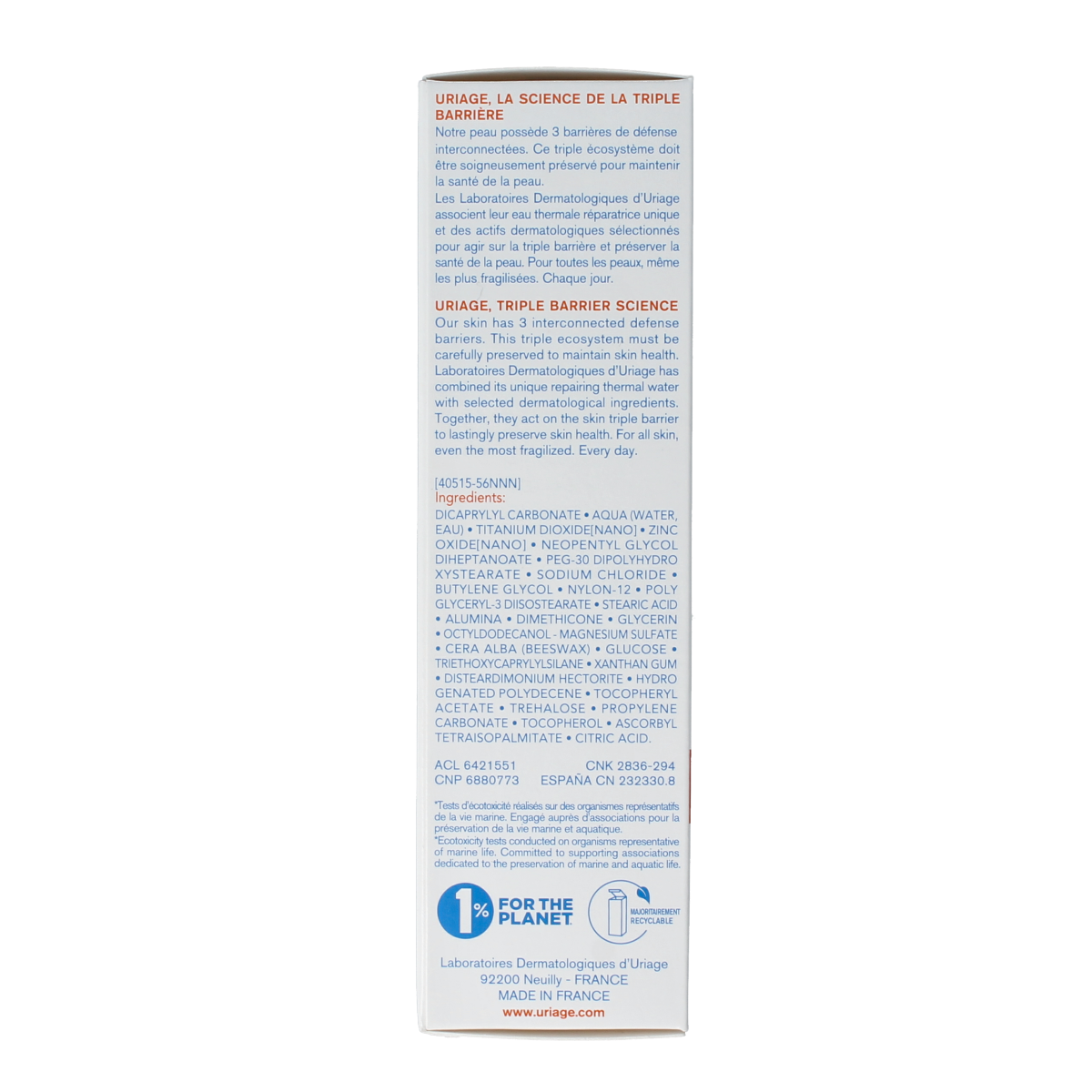 Uriage Bariesun mineral cream SPF50 100.00 Milliliter