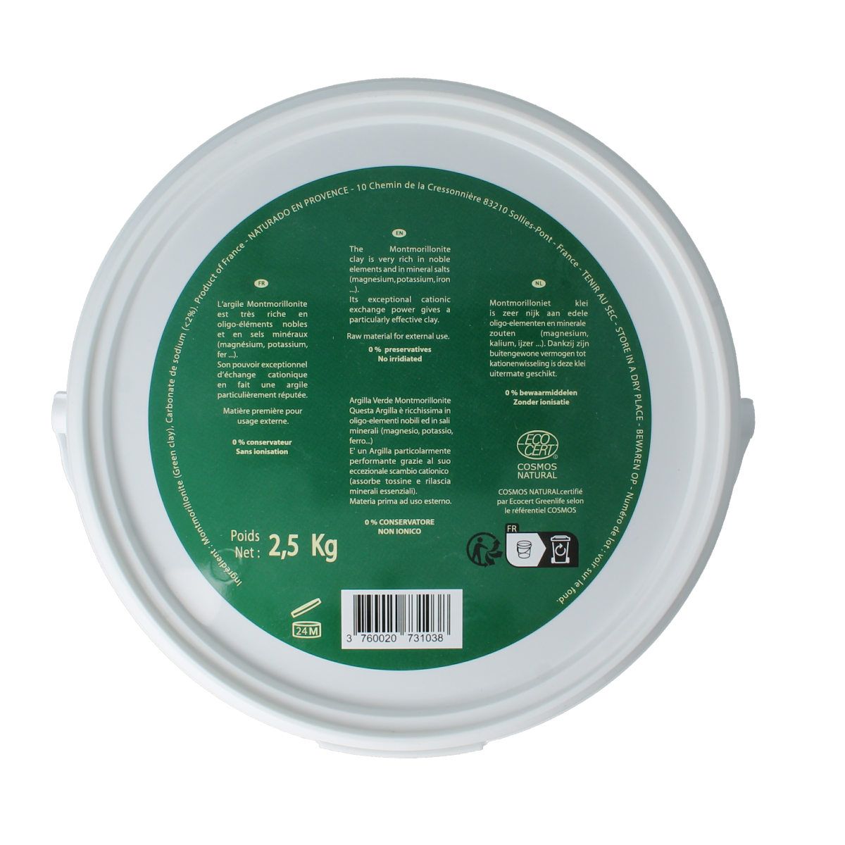 Naturado  Groene klei montmorillon emmer 2500.00 Gram