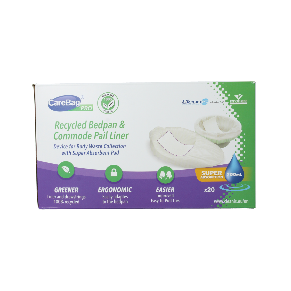 CareBag Pro bedpan & commode liners 700ml 20.00 Stuks